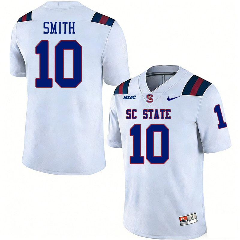 South Carolina State Bulldogs #10 Tyler Smith College Football Jerseys,Uniforms Stitched-White